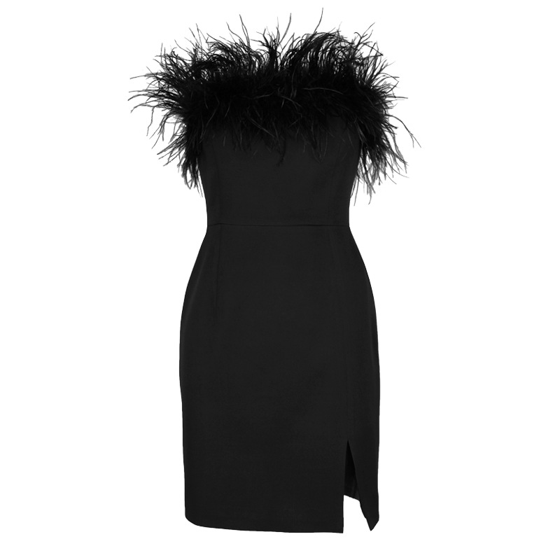 Chest Wrapped Feather Bandage Dress