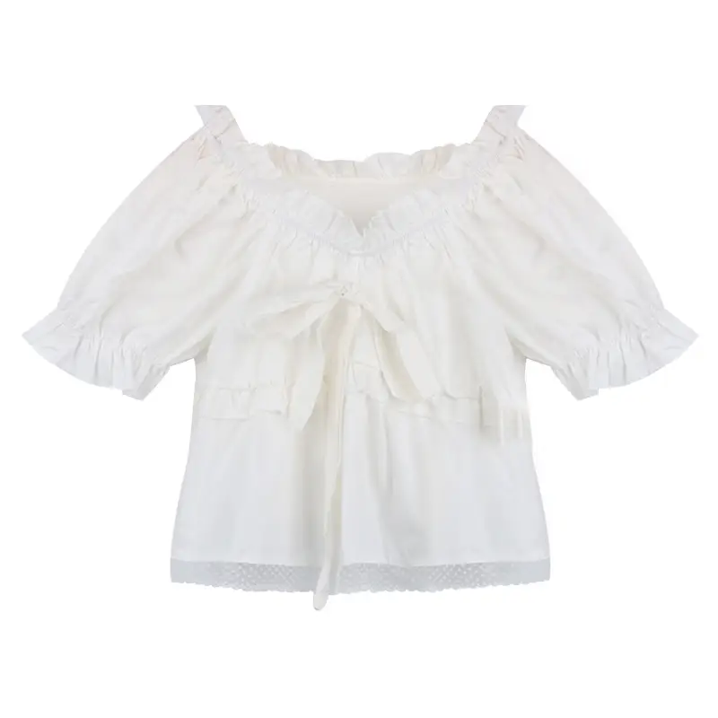 French Short Puff Sleeve Navel Sweet And Spicy Short