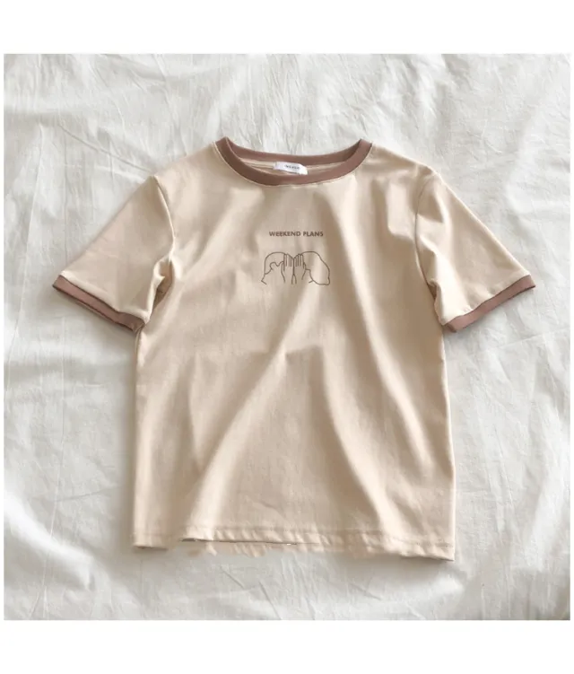 Student Versatile Half Sleeve Japanese Korean Style Chic Top Apricot - Shop at LoveMi
