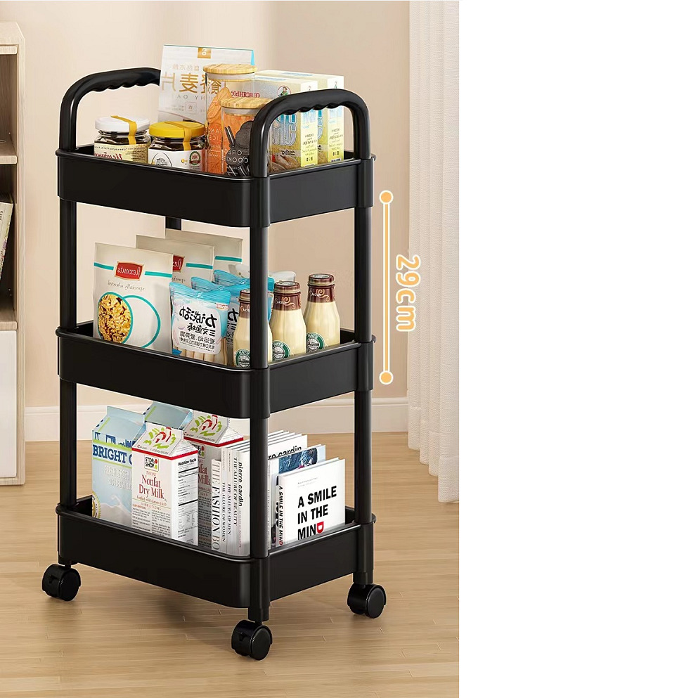 3 Tier Storage Trolley Cart on Wheels – Kitchen Bathroom Laundry Narrow Rack – B - Picture 2 of 2