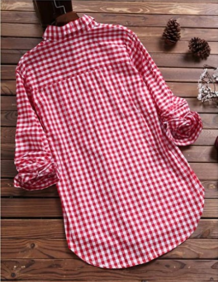 New Style Plaid Lapel Long-sleeved Retro Shirt Button