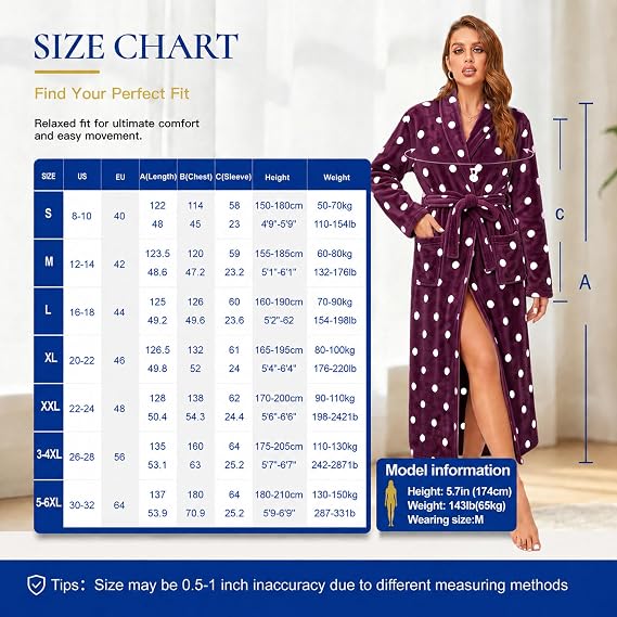 RONGTAI Womens Bathrobe Ladies Fleece Plush Warm Long Robes Nightgown Sleepwear — image 3