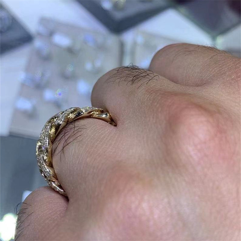 Popular Creative Inlaid Rhinestone Gold Chain Ring