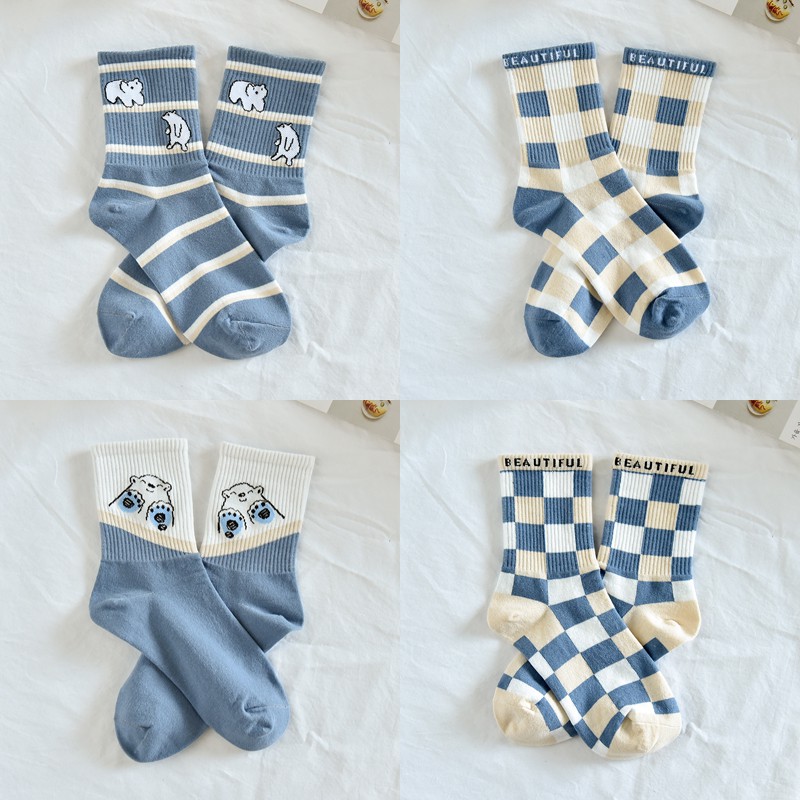 Title 6, Cute Japanese Cartoon Blue Striped Stockings