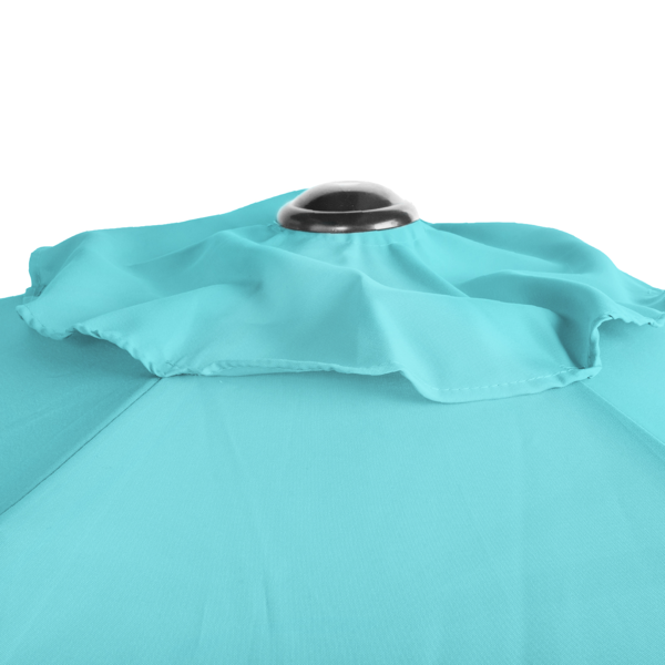 9ft Patio Umbrella, Outdoor Market Umbrella With Push Button Tilt, Crank Handle, 6 Sturdy Iron Ribs, UPF Waterproof Polyester Canopy, KD Design For Garden, Deck, Backyard, Poolside, Sky Blue - Image 18