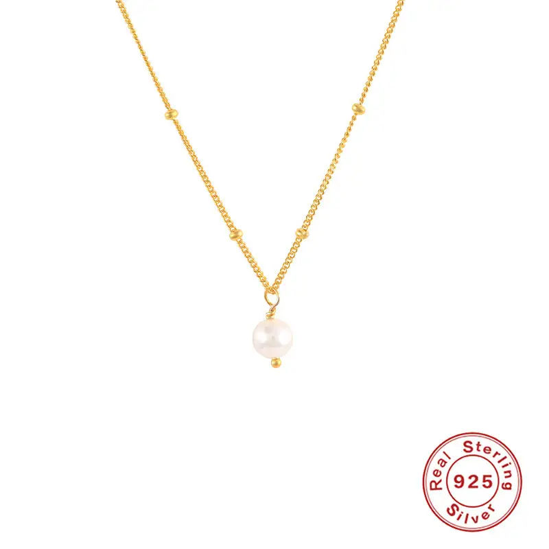 Collarbone Necklace Sterling Silver Pearl Temperament