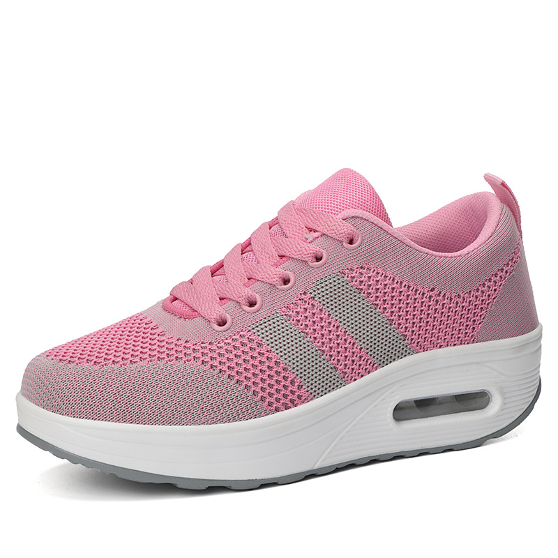 Autumn New Flying Woven Mesh Breathable Sports Casual Shoes Pink - Shop at LoveMi