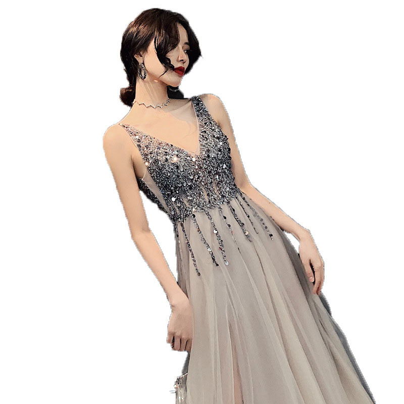 Sequin V-Neck Evening Dress, picture 5 of 5