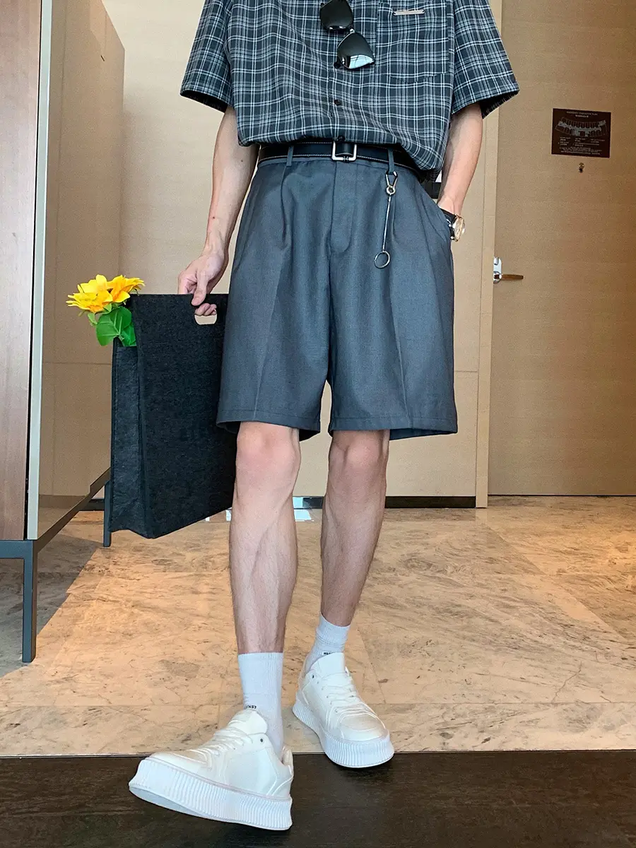 Men's Thin Outer Wear Loose Straight Five-point Pants