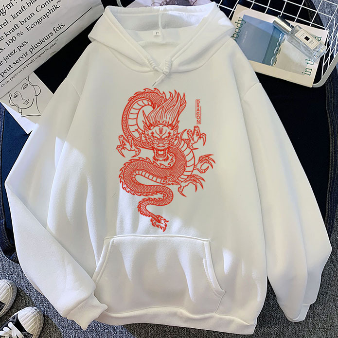 Title 3, Red Dragon Print For Personalized Hoodie