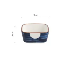 Ceramic Snack Plate Dipping Sauce Dish - White Leaves Square - View 1