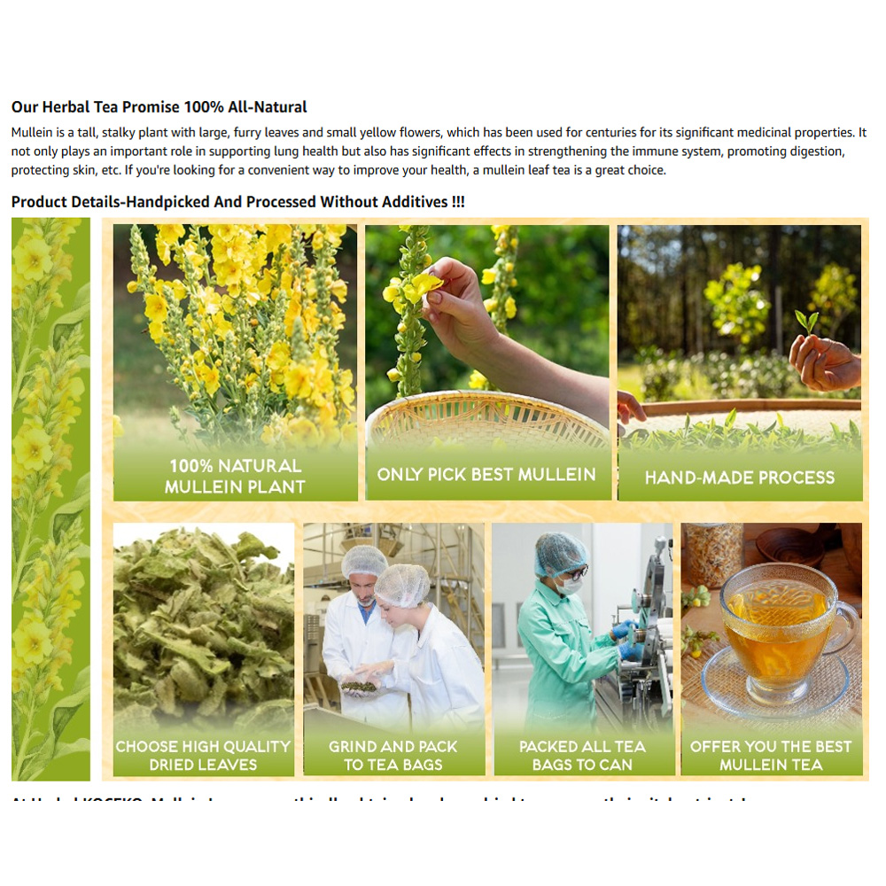 Hairy Flower Tea,Natural Herbal Tea,Mullein Leaf Tea, 30 Bags — foto 6