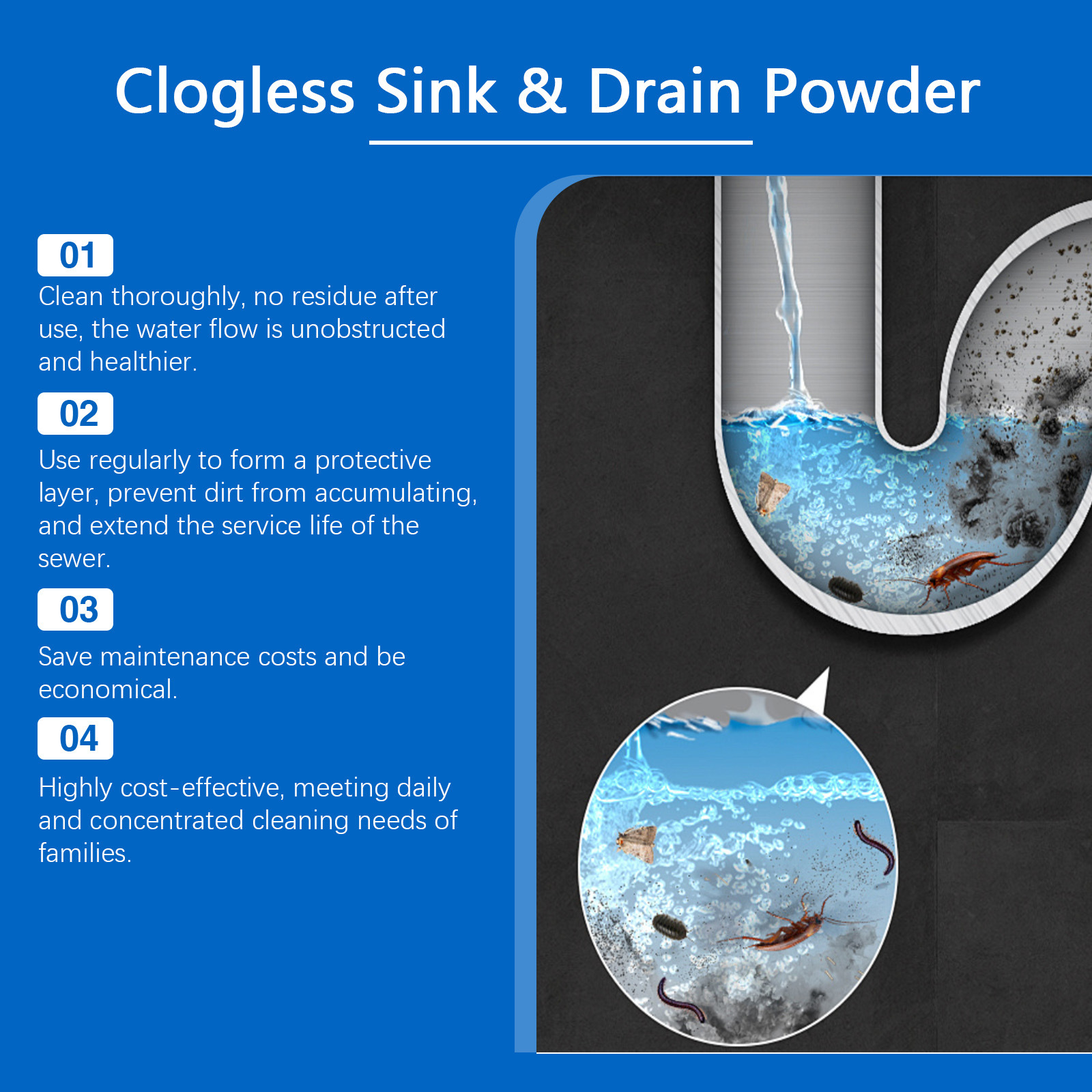 Jue-Fish Cross-border Drain Cleaning Powder, Dissolving And Cleaning Sewer Pipes, Degreasing Powder, Oil Stain Removal Powder. — foto 3