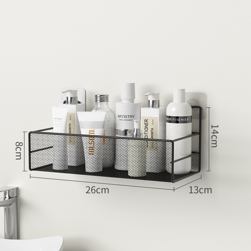 Wall Mounted Bathroom Shelf No Drill Shower Shampoo Organizer Toilet Accessories Black - Shop at LoveMi