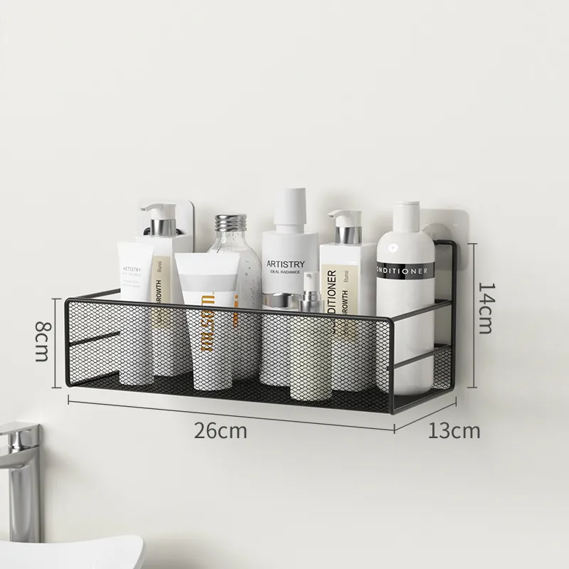 Wall-Mounted Bathroom Shelf No Drill Shower Shampoo Organizer Toilet Accessories - Black
