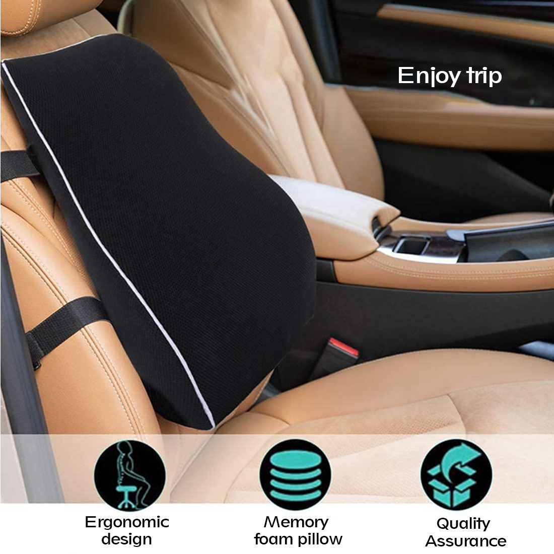 Memory Foam Seat Back Pain Support Booster Cushion Chair Car Pillow Lumbar Lower — image 8