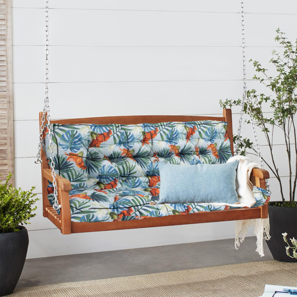 Outdoor Swing Cushions70Inch,Waterproof 4in Thick Porch Swing Cushion Replacement With Backrest And Ties,Comfortable 2-3 Seat Pation Swing Pad For Backyard,Garden,Lawn,Outdoor Furniture Qingxin Summer — foto 2