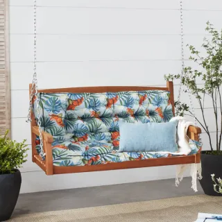 Outdoor Swing Cushions70Inch,Waterproof 4in Thick Porch Swing Cushion Replacement With Backrest And Ties,Comfortable 2-3 Seat Pation Swing Pad For Backyard,Garden,Lawn,Outdoor Furn