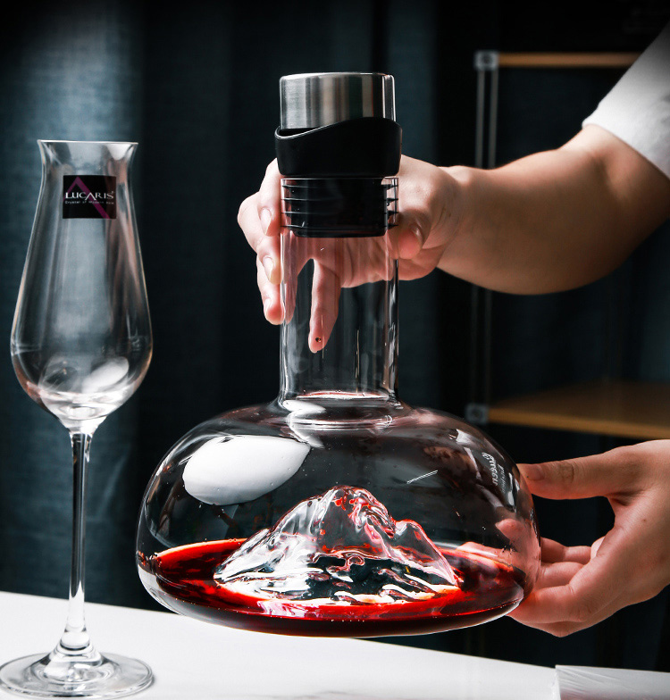 Breathing crystal glass decanter