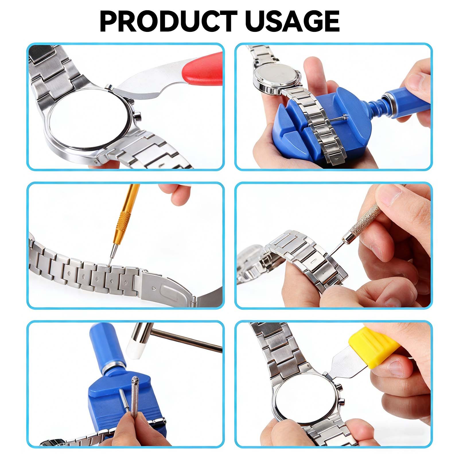 147PCS Watch Repair Tool Kit Back Case Opener Remover Spring Pin Bars Watchmaker 7