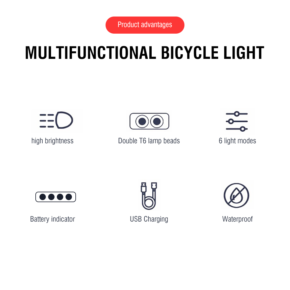 Bicycle Headlight Bike Head Light Front Cycling USB Rechargeable LED — image 7