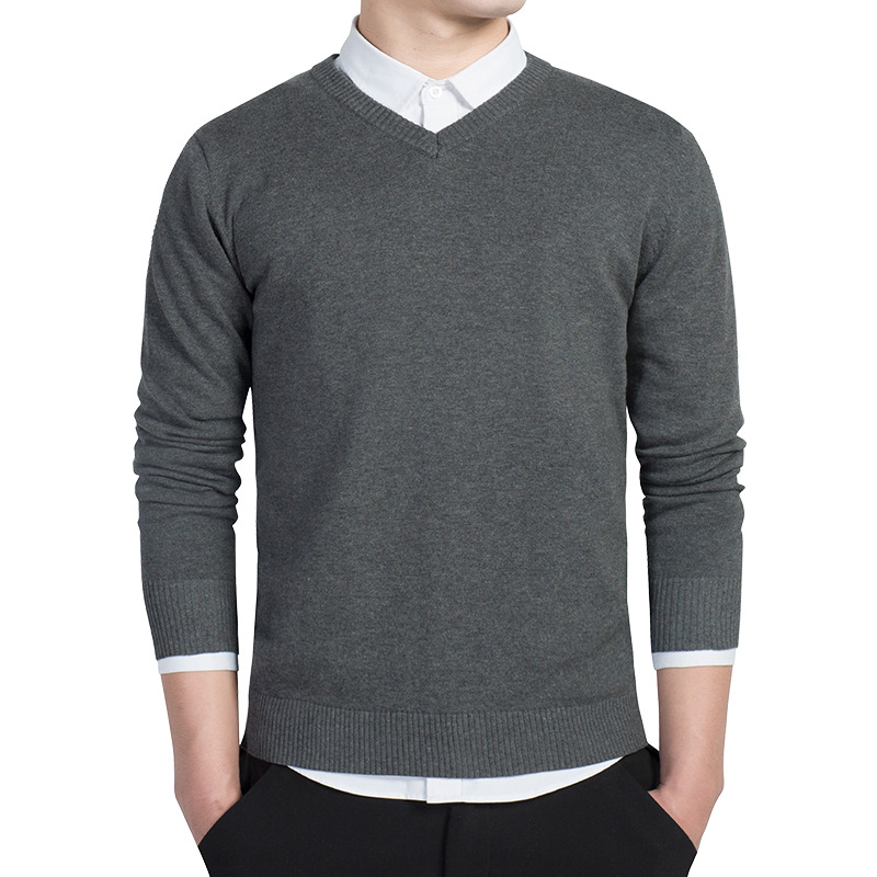 Title 2, V-neck Cotton Sweater Workwear Straight knit Sw...