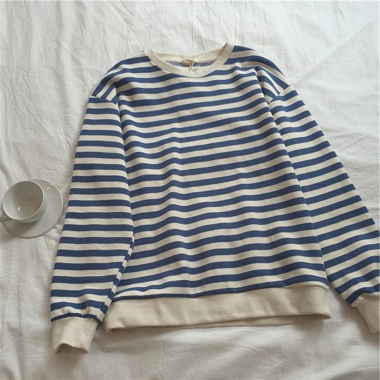 Striped Sweater Women Japanese Loose Student Blouse Women