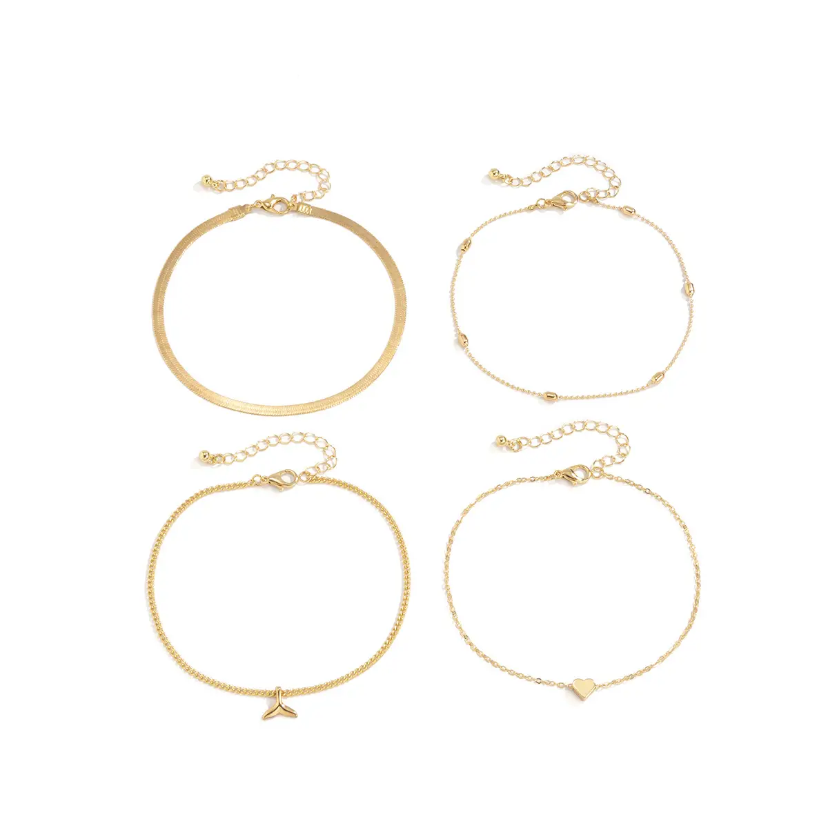 Simple Geometric Love Round Bead Set Foot Ornaments