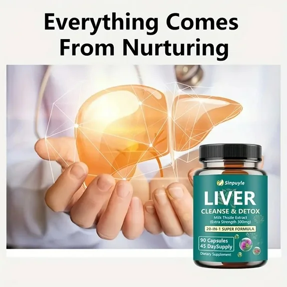 Liver Support Supplement 20-in-1 Detox Formula - Extra Strength Milk Thistle 300mg, 90 Capsules — view 5