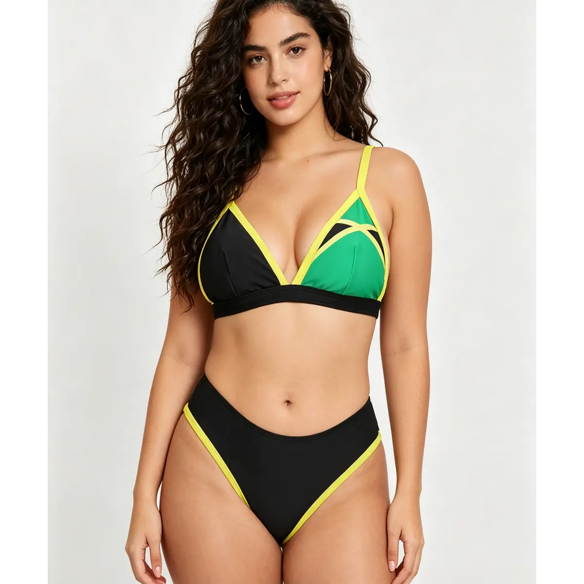 Women's Color Block Triangle Bikini Set, Crisscross