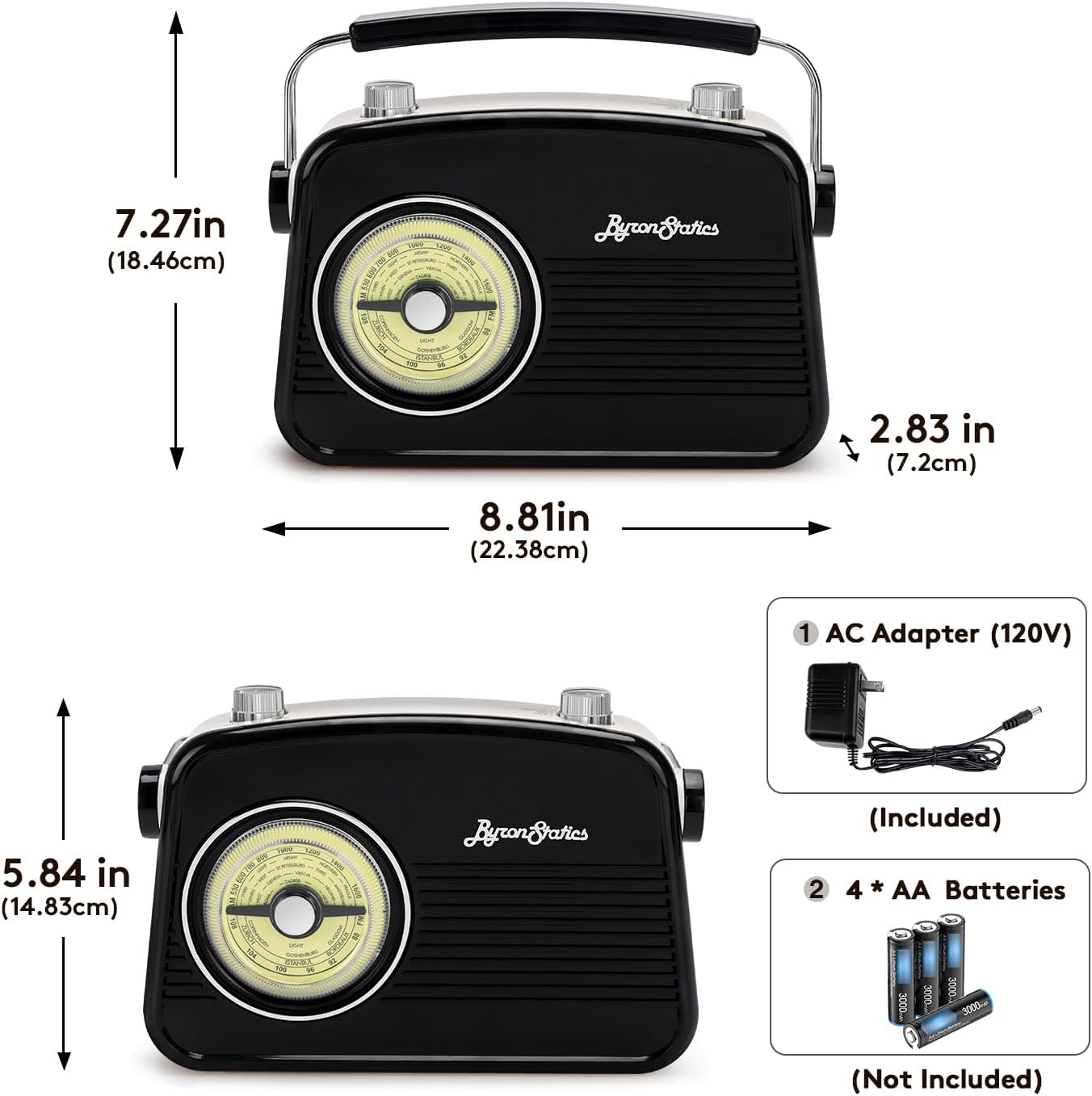 Vintage Black AM FM Radio with Headphone Jack. The Vintage Modern Radio combines vintage exterior design with modern functionality, and the Wenpzeray D-216 radio is also a BT speaker and MP3 music player. Good Radio Reception: The built-in DSP chip allows