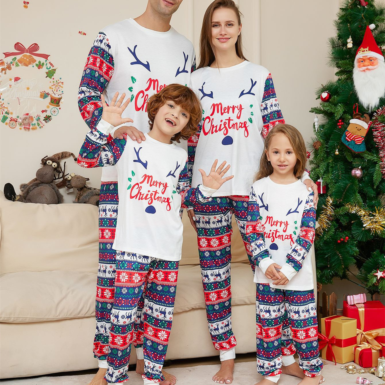 Title 5, Home Wear Antlers Printed Pajamas Suit