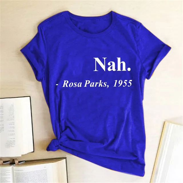 Multicolor Cartoon Pattern Female Print T shirt Blue - Shop at LoveMi
