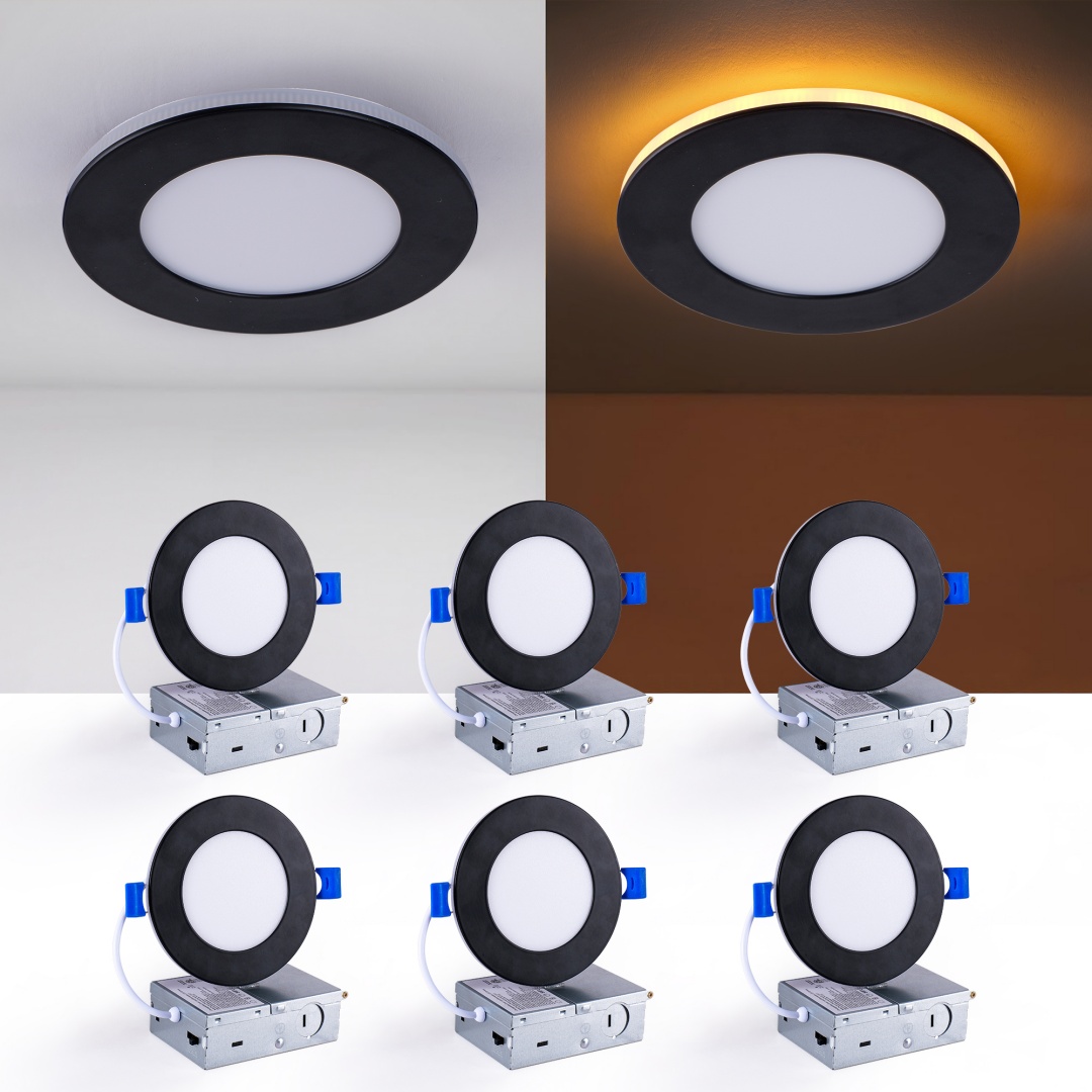 6 Pack 4 Inch Black LED Recessed Light, Dimmable, 2700K-5000K 5CCT, 800LM High...