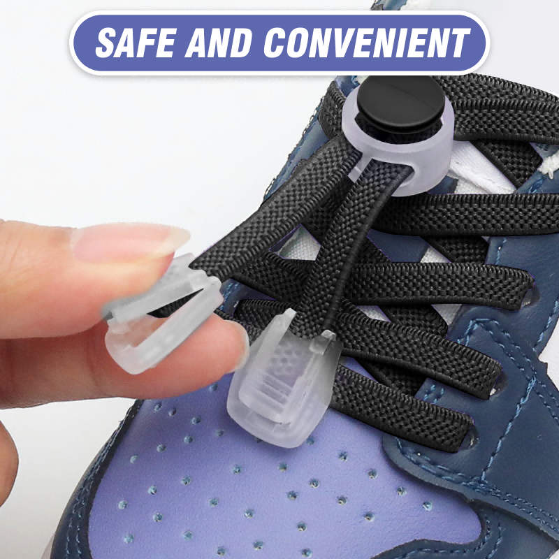 1 Set Of Plastic Shoe Buckles, Comfortable And Fast, Suitable For Children With Lockable Sports Shoes, Sports Shoelaces, Braided Elastic Shoelaces Black Laces