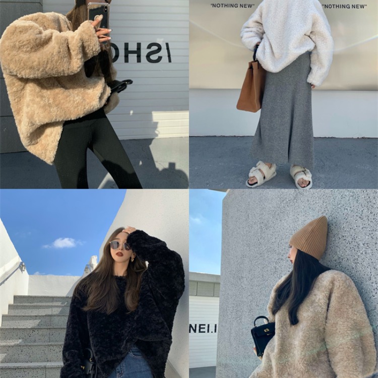 Loose And Slim Pullover Furry Long-sleeved Coat