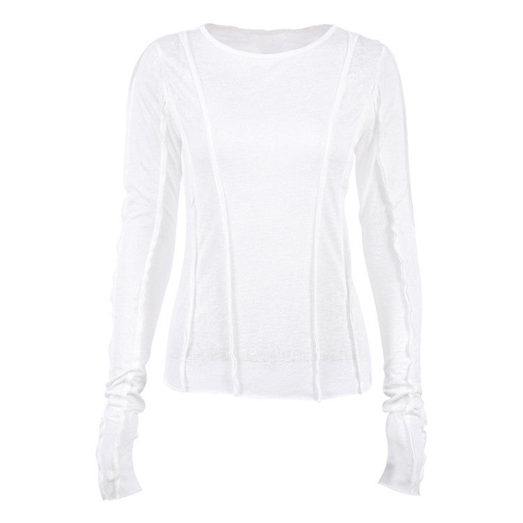 Title 8, Solid Color Round Neck Thin Long-sleeved T-shirt