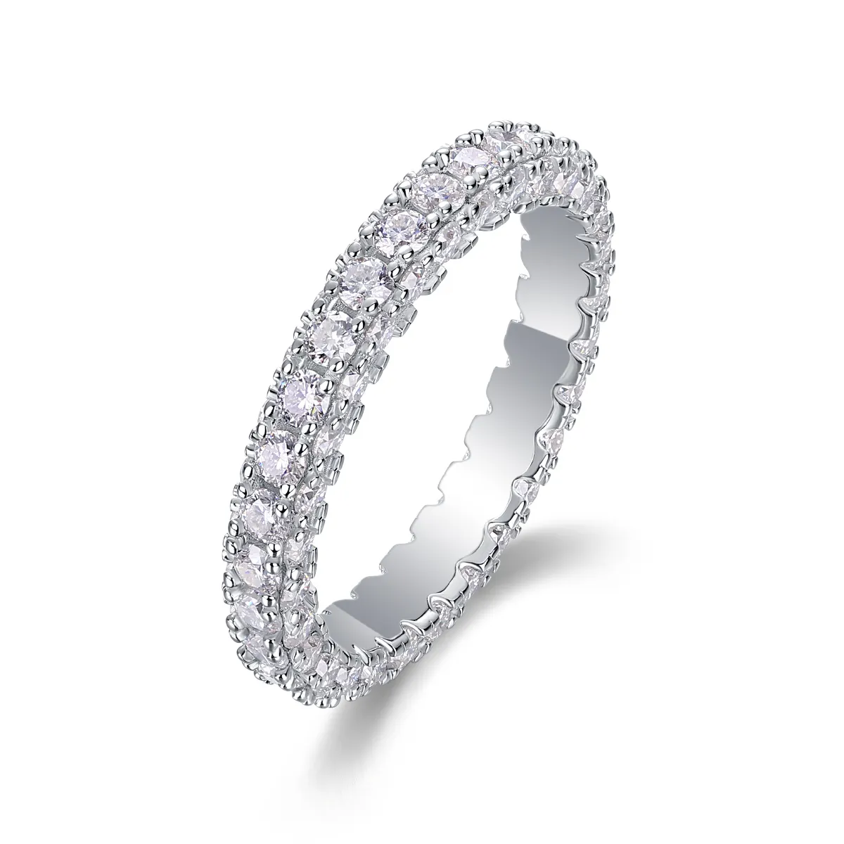 S925 Silver 2.2g Platinum Plated Moissanite Ring