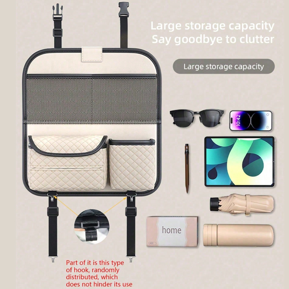 Car Organiser Bag Multi Pocket Black Leather  Holder Back Seat Storage Tidy
