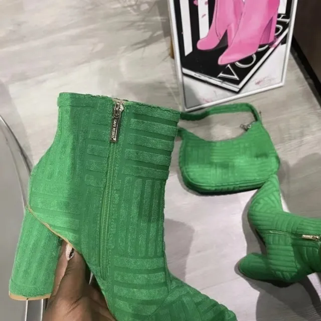 Heeled Boots For Women Fashion Pionted Toe Shoes Green - Shop at LoveMi