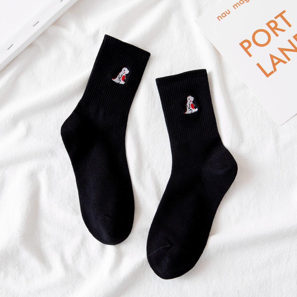 Women's Fashion Cartoon Embroidered Mid Tube Socks