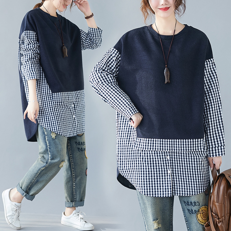 Title 5, Fake Two-piece Long-sleeved Shirt Western Style...