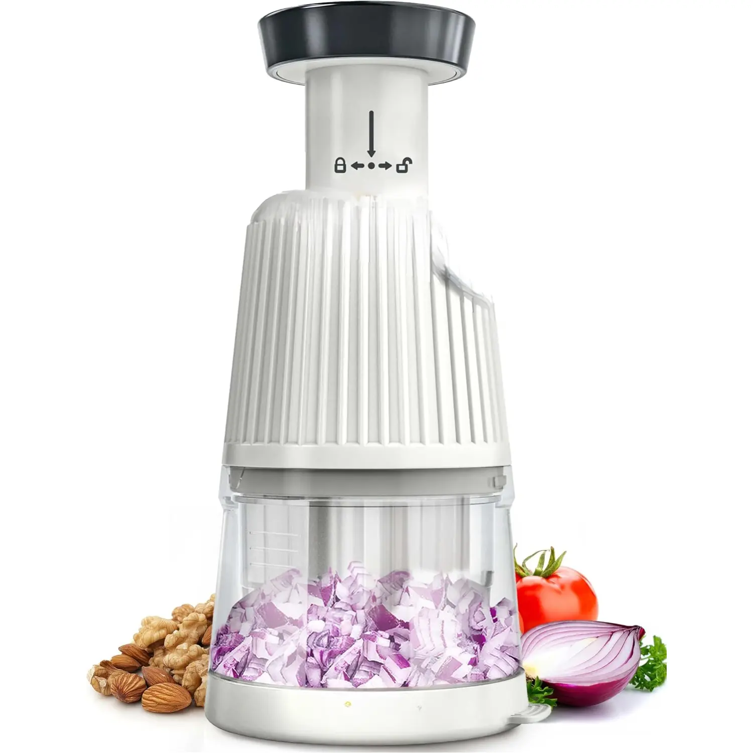 Push Food & Vegetable Chopper, Manual Dicing