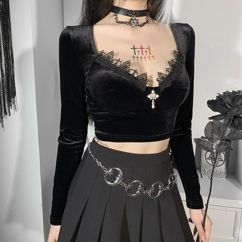 Title 15, Dark Girl See U In Hell Print Suspender Europea...