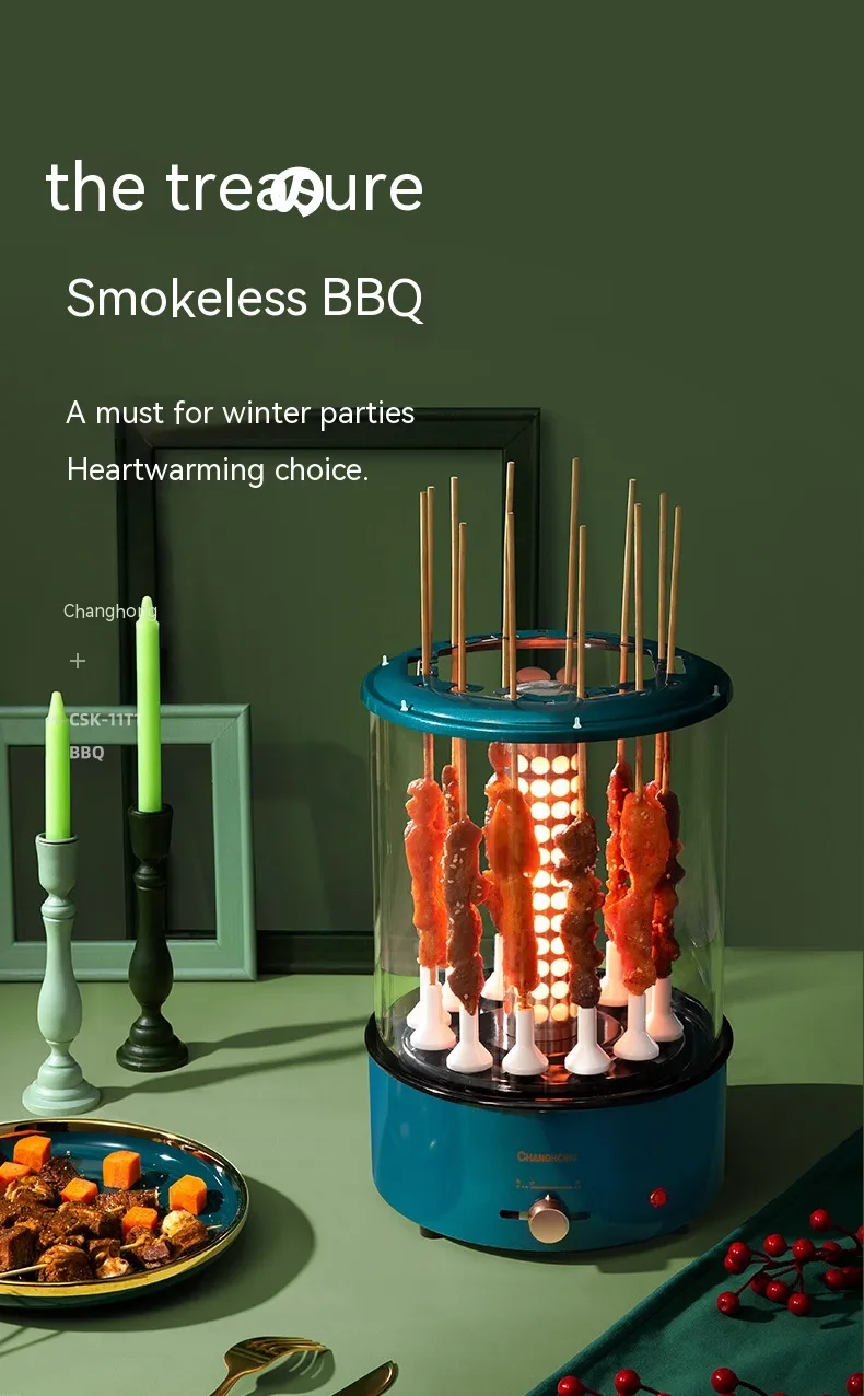 Automatic Multi-function Smoke-free Skewers Machine - Blue