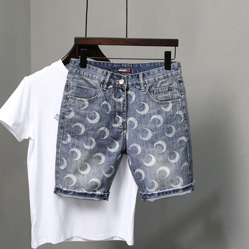 Title 7, ClipsePrinted Denim Shorts Men