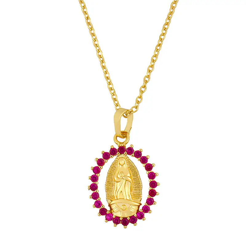 Virgin Mary Geometric Pendant Necklace