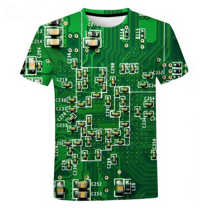 Title 9, T-Shirt Uomo Stampa Digitale 3D Scheda Madre Me...