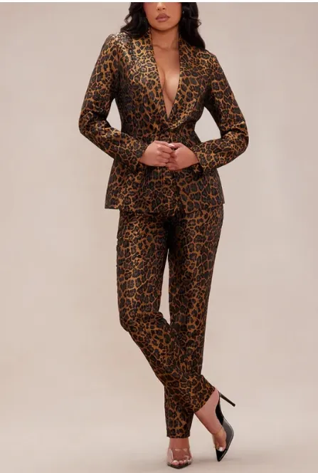Leopard Print 2 Piece Suit Leopard - Shop at LoveMi