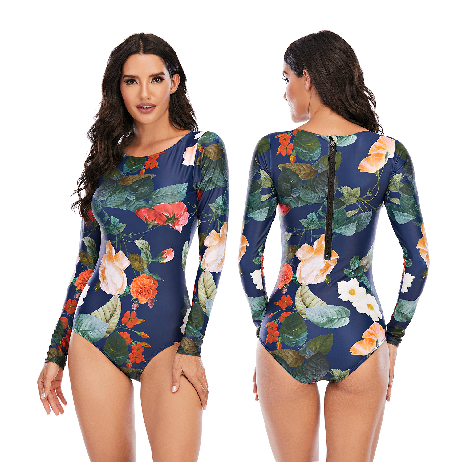 Title 2, One-piece long-sleeved surfing suit sunscreen f...